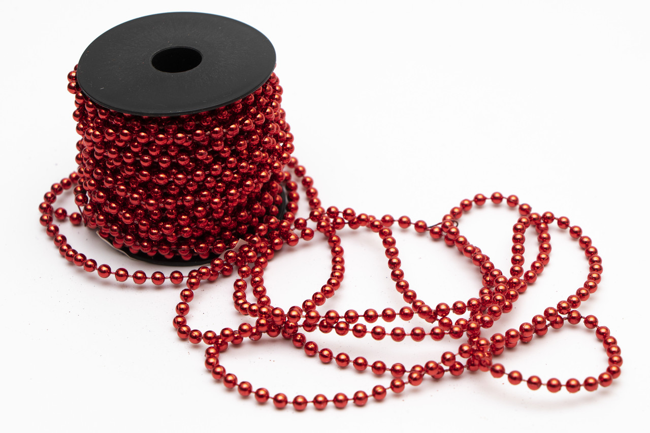 Намисто на ялинку, пластик 4 мм/11м, червоний (890179), фото 1