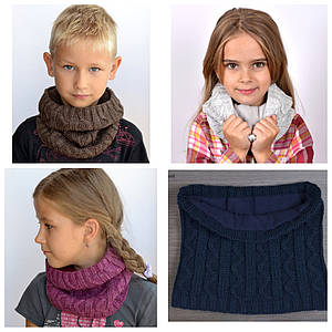 Зимовий шарф хомут на флісі Зигзаг для дітей, Різні кольори
