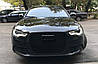 Решітка радіатора Audi A6 C7 (11-14) стиль RS6 (чорний глянець), фото 3