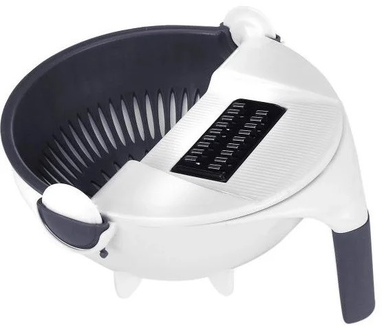 Терка овочерізка багатофункціональна, ручна MHZ Slicer Chopper, 7 насадок, біла з сірим S