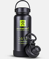 Термос для чая, кофе, прохладительных напитков Harmony Comfort 1 л, металлический, с крышкой-поилкой, черный S