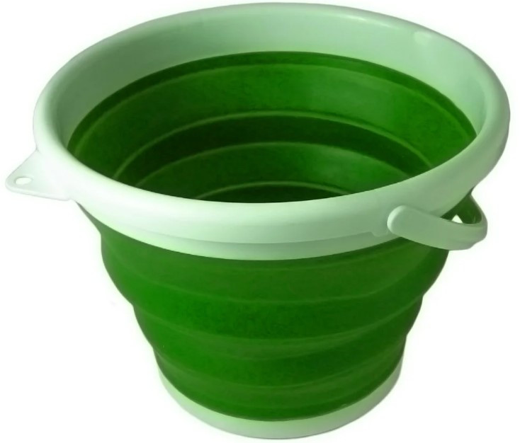 Відро силіконове складне MHZ 7106 на 9 л, зелене з білим (SH011307), фото 1