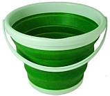 Відро силіконове складне MHZ 7106 на 9 л, зелене з білим (SH011307), фото 2