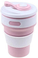 Силіконова чашка Collapsible 5332 на 350 мл, складна, рожева (SH011183)