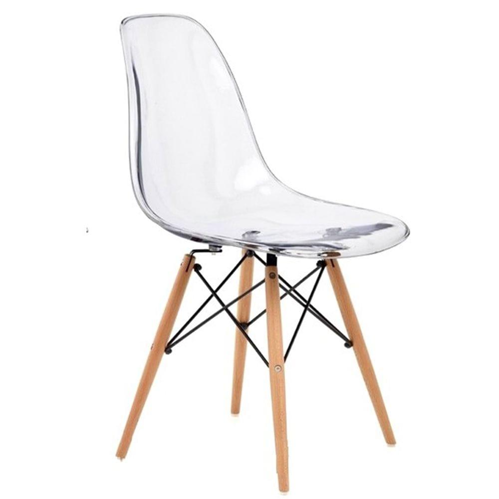 Стілець прозорий Нік NIK на дерев'яних ніжках, стілець eames