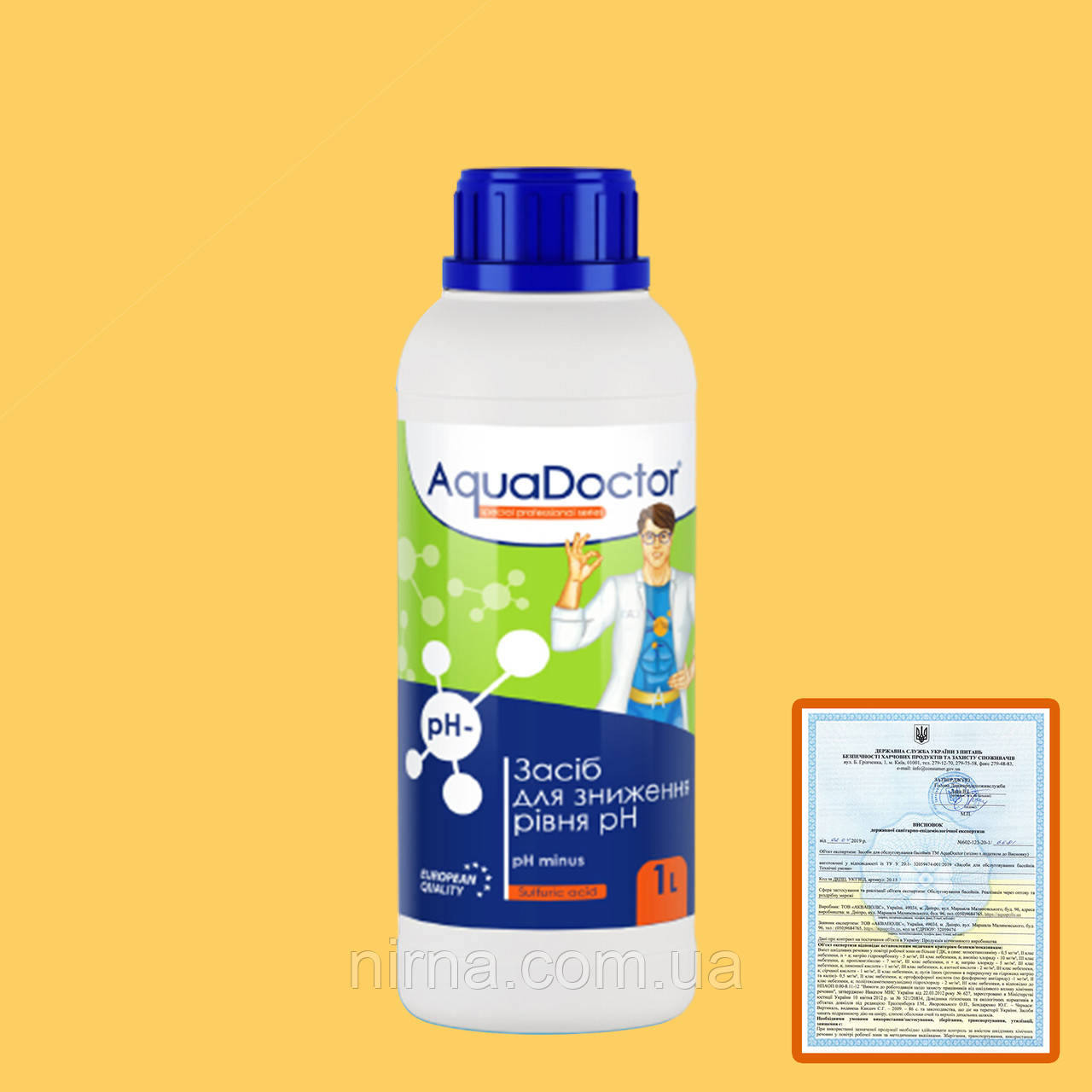 AquaDoctor pH Minus, 1 л (сірчана кислота 35%). Рідкий препарат Аквадоктор для зниження pH. Хімія для басейну