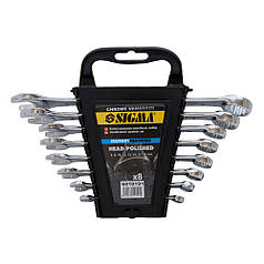 Ключі рожково-накидні 8шт 6-19мм CrV head polished SIGMA (6010191)