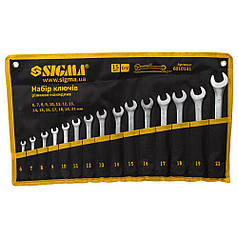 Ключі ріжково-накидні 15 шт 6-22мм CrV satine (тка чохол) SIGMA (6010131)
