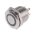 Кнопка антивандальна 16 мм без фіксації, 4контактів, 12V, з підсвіткою