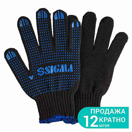 Рукавички трикотажні з ПВХ точкою р10 Оптима (чорні) SIGMA (9442531), фото 1