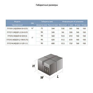 Свердловинний Насос шнековий 0.37 кВт H 130(65)м Q 20(13.3)л/хв Ø75мм (нерж) AQUATICA (DONGYIN) (777201), фото 2