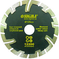Круг алмазний по залізобетону "Глибокий рез" Ø180×2.6×22.2 мм, 8600об/хв SIGMA (1923051)