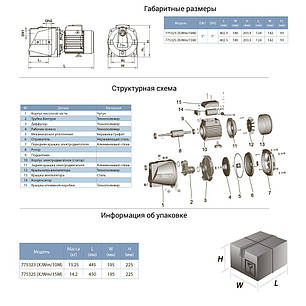 Насос відцентровий самовсмоктуючий 1.1 кВт Hmax 55м Qmax 90л/хв LEO (775325), фото 2