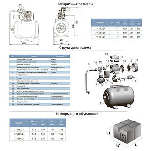 Станція 0.37 кВт Hmax 40м Qmax 40л/хв (вихровий насос) 24л AquaticaLEO (775132/24), фото 2