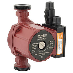 Насос циркуляційний енергозберігаючий AQUATICA 45Вт Hmax 6м Qmax 50л/хв Ø1 1/2" 180мм + гайки Ø1"(774136), фото 1