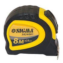 Рулетка магнітна обгумована з автостопом 8м×25мм SIGMA (3824081), фото 4
