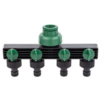 Кран розподільний з адаптерами 1/2" 4-е виходу в/р 1/2"×3/4" (ABS) GRAD (5016905), фото 1