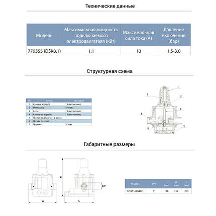 Контролер тиску електронний 1.1 кВт Ø1" AQUATICA (779555), фото 2