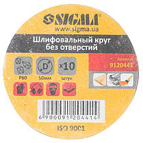 Шліфувальний круг без отворів Ø50мм Р60 (10шт) SIGMA (9120441), фото 6