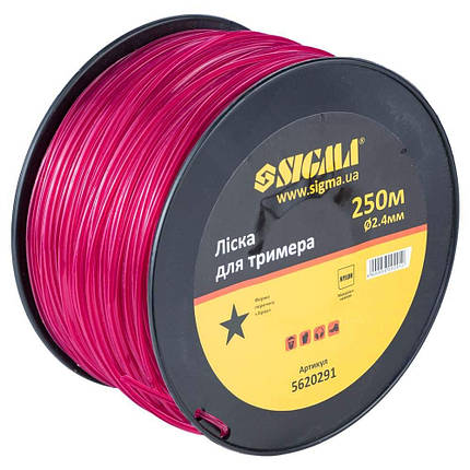 Ліска для тримера зірка Ø2.4мм 250м котушка Sigma (5620291), фото 3