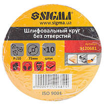Шліфувальний круг без отворів Ø75мм P150 (10шт) SIGMA (9120681), фото 6