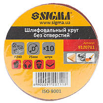 Шліфувальний круг без отворів Ø75мм P240 (10шт) SIGMA (9120711), фото 6