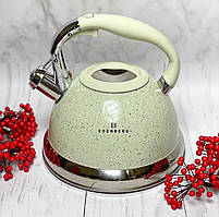 Чайник зі свистком 3 л мармурове покриття Edenberg EB-1955 Чайник для індукційної плити Чайник газовий
