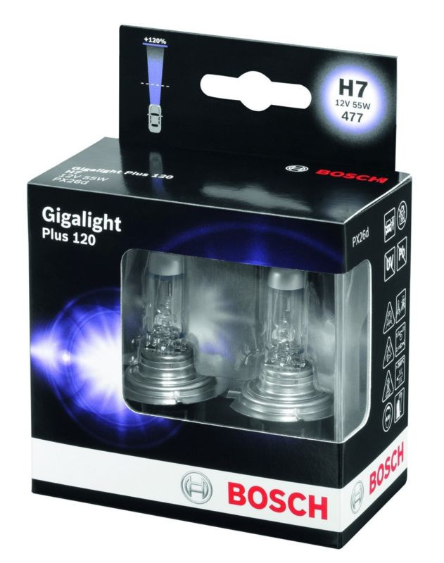 Лампочки автомобильные Bosch h7 +120