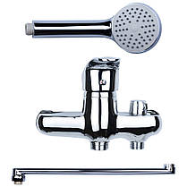 Змішувач NL Ø40 для ванни гусак прямий 350мм дивертор вбудований картріджний AQUATICA (NL-2C243C), фото 4