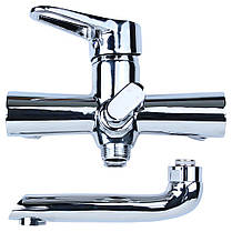 Змішувач HK Ø35 для ванни гусак прямий 150мм дивертор вбудований картріджний AQUATICA (HK-2C130C), фото 2