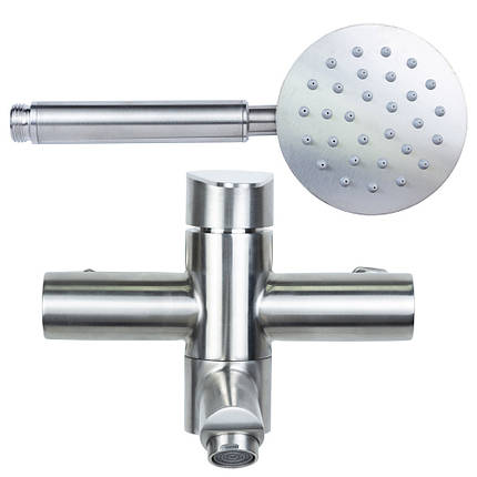 Змішувач HT Ø35 для ванни гусак прямий 100мм дивертор вбудований картріджний SS AQUATICA (HT-2C171P), фото 1