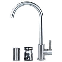 Смеситель KT Ø35 для кухни гусак ухо на гайке SS AQUATICA (KT-4B170P), фото 3