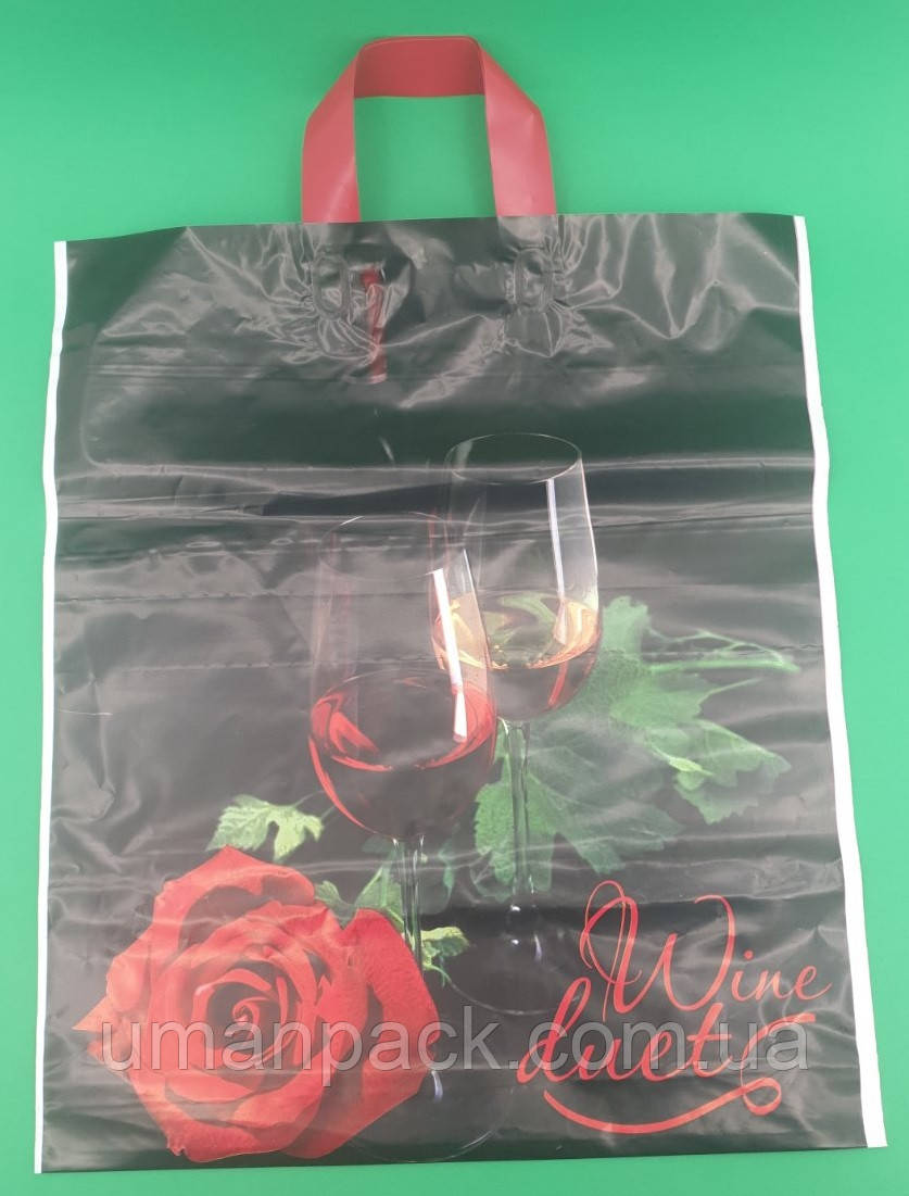 Пакет поліетиленовий з петлевою ручкою (42*50+3) "Троянда-Келих" ХВГ (25 шт)