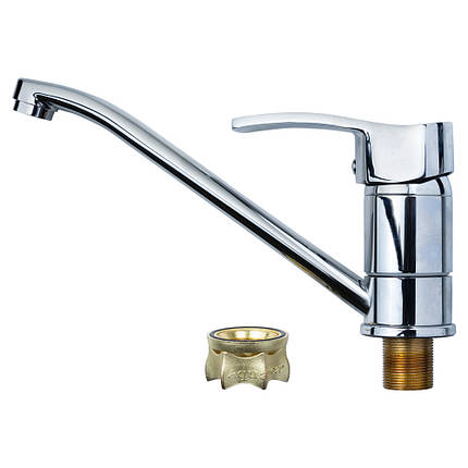 Змішувач MD Ø40 для кухні гусак прямий 250мм на гайці AQUATICA (MD-1B241C), фото 1