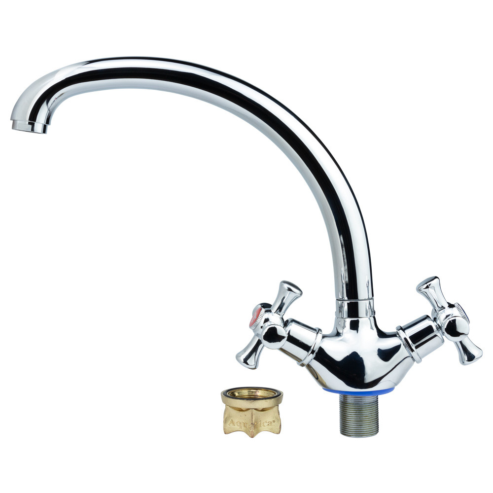 Смеситель PL 1/2" для кухни гусак ухо на гайке AQUATICA (PL-4B155C)