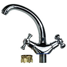 Змішувач PL 1/2" для кухні гусак короткий вухо на гайці AQUATICA (PL-4B355C)