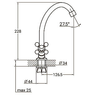 Змішувач QM 1/2" для кухні економ на гайці AQUATICA (QM-1B159C), фото 2