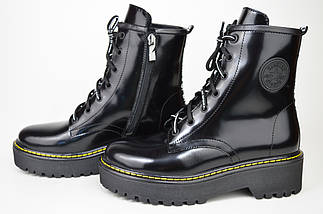 Черевики з прошивкою Teona 20202 39 Чорні шкіра лак 37, фото 2