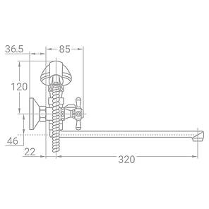 Змішувач VN 1/2" для ванни гусак прямий 350мм дивертор вбудований картріджний TAU (VN-2C260C), фото 3
