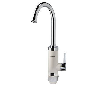 Кран-водонагрівач проточний HZ 3.0 кВт 0,4-5бар для кухні гусак вухо на гайці (W) AQUATICA, фото 1