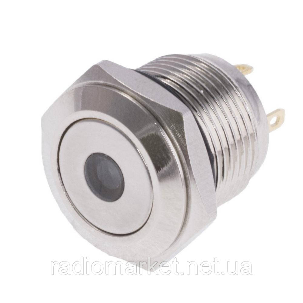 Кнопка антивандальна 16 мм без фіксації, 4контактів, 12V, з підсвіткою