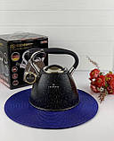 Чайник зі свистком 3 л мармурове покриття Edenberg EB-1981 Чайник для індукційної плити Чайник газовий, фото 2