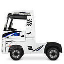 Дитячий електромобіль Вантажівка M 4208 EBLR-1, Mercedes Actros, шкіряне сидіння, EVA колеса, білий, фото 8