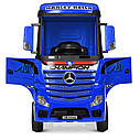 Дитячий електромобіль Вантажівка M 4208 EBLR-4, Mercedes Actros, шкіряне сидіння, EVA-колесо, синій, фото 5