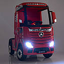 Дитячий електромобіль Вантажівка M 4208 EBLR-4, Mercedes Actros, шкіряне сидіння, EVA-колесо, синій, фото 11