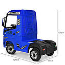 Дитячий електромобіль Вантажівка M 4208 EBLR-4, Mercedes Actros, шкіряне сидіння, EVA-колесо, синій, фото 9