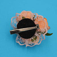 Шпилька качечка сріблястий метал мереживо троянди з фоамрану