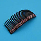 Гребінець для волосся чорний пластик рожеві стрази, фото 2