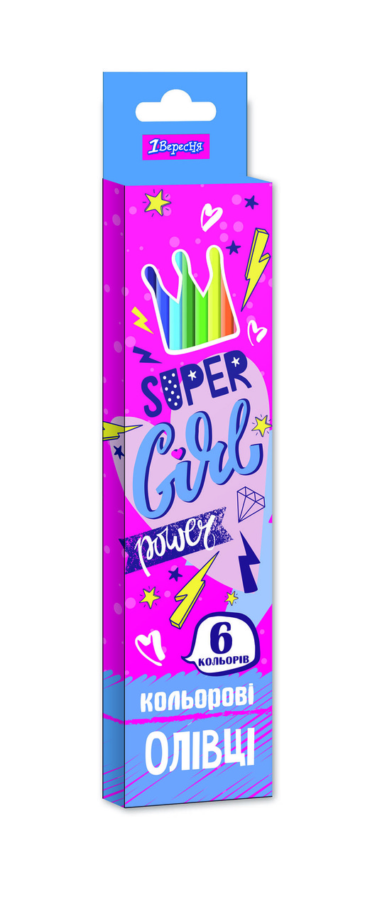 Олівці 1 Вересня 6 кол. "Cool girl", пласт. корп.