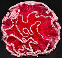 Бант на зав'язках із фатину 2 шт. червоний, діаметр 8 см